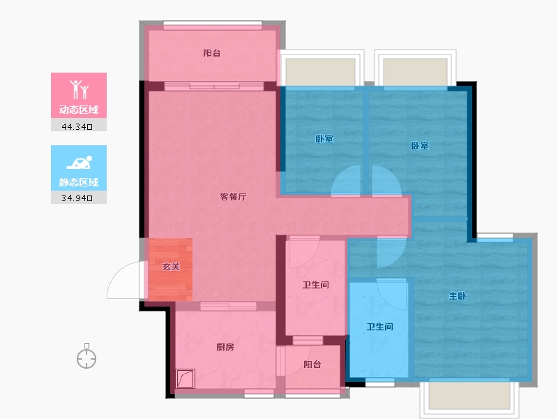 广东省-惠州市-恒大御湖郡-70.27-户型库-动静分区