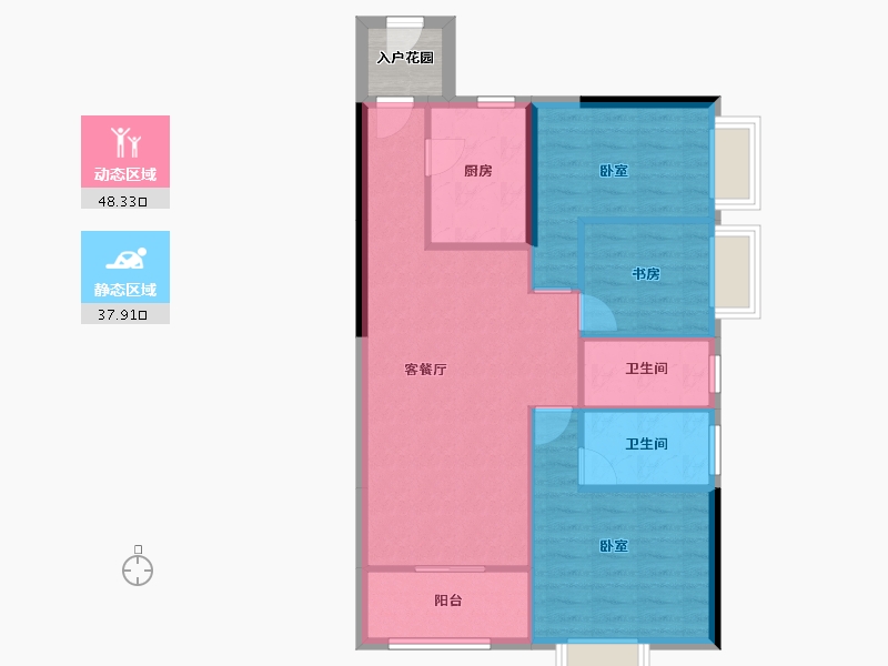 陕西省-西安市-西安深国投中心-80.51-户型库-动静分区