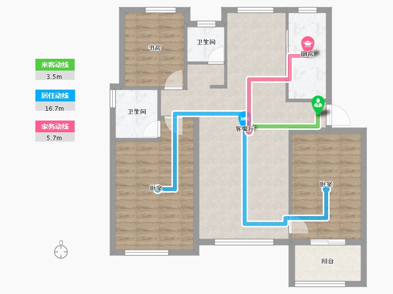 安徽省-黄山市-华通幸福里-95.39-户型库-动静线