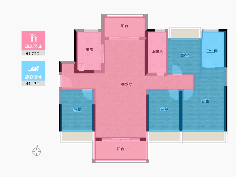 广东省-佛山市-华福熹云水岸-98.52-户型库-动静分区