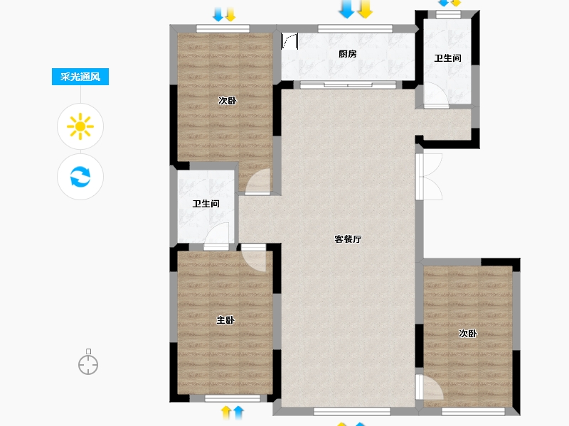 吉林省-长春市-中顺碧水园-105.52-户型库-采光通风