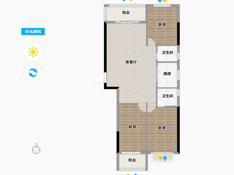 广东省-汕头市-国瑞四季园-111.53-户型库-采光通风