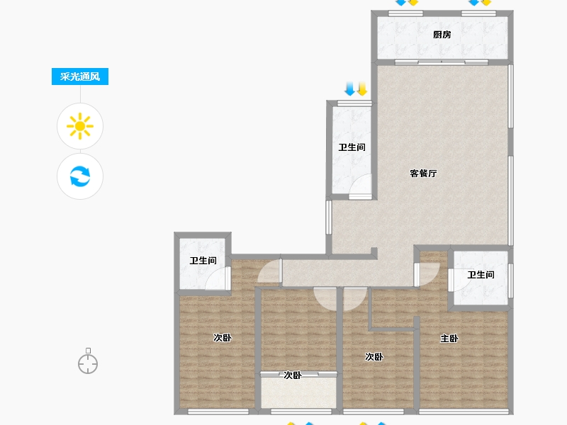 山东省-威海市-望府公馆-158.00-户型库-采光通风