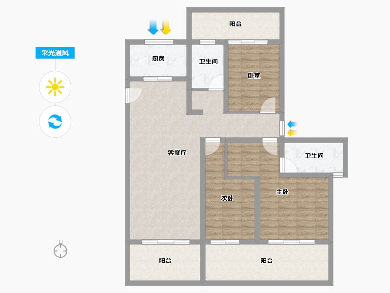 安徽省-黄山市-徽南梦想城-113.58-户型库-采光通风