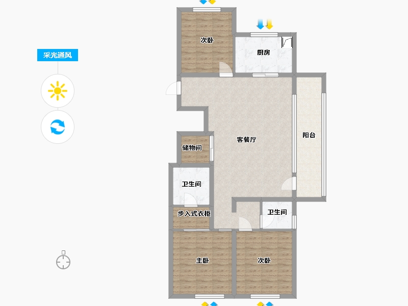 山东省-青岛市-万科公园大道-111.20-户型库-采光通风