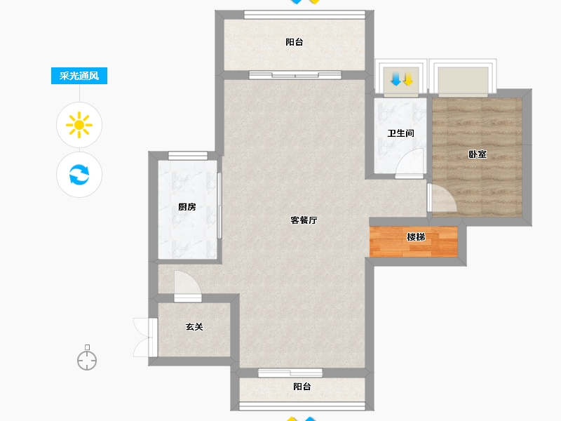 广东省-广州市-中国铁建花语岭南-66.69-户型库-采光通风