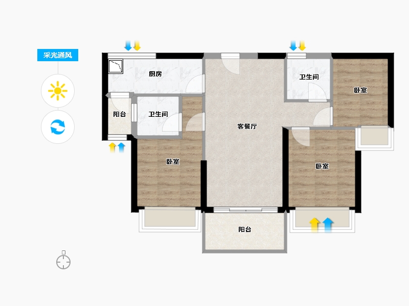 广东省-深圳市-碧桂园天誉-69.60-户型库-采光通风