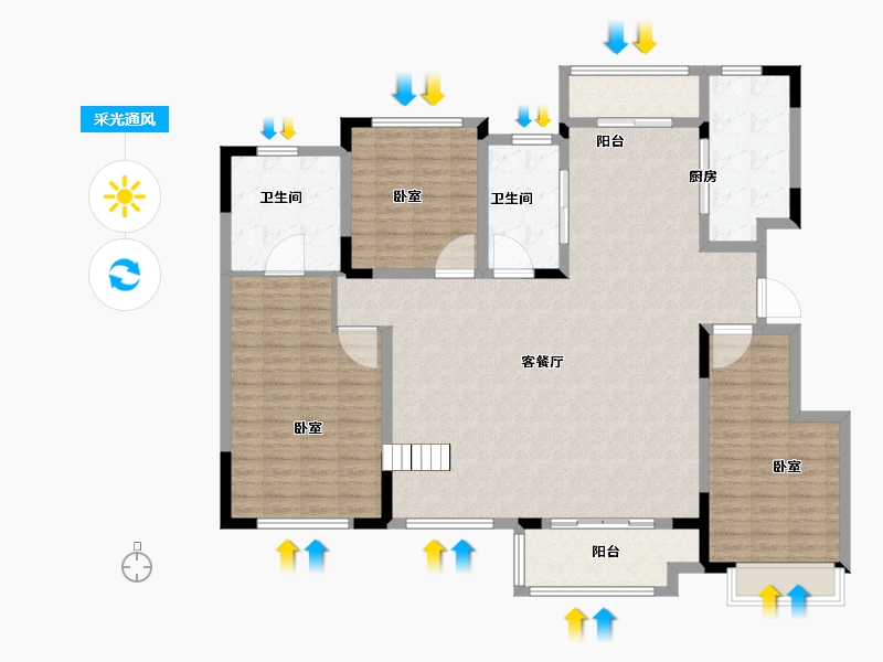 浙江省-宁波市-金地·风华大境-150.01-户型库-采光通风