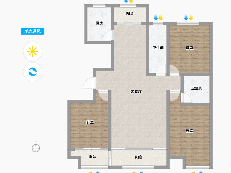 山东省-潍坊市-科达·书林苑-126.00-户型库-采光通风