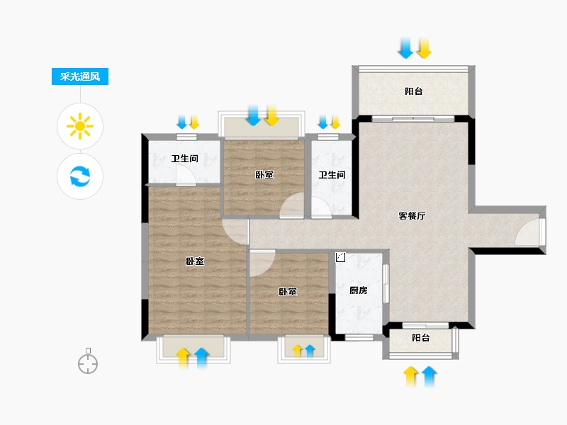 广东省-江门市-敏捷翡翠华府-98.00-户型库-采光通风