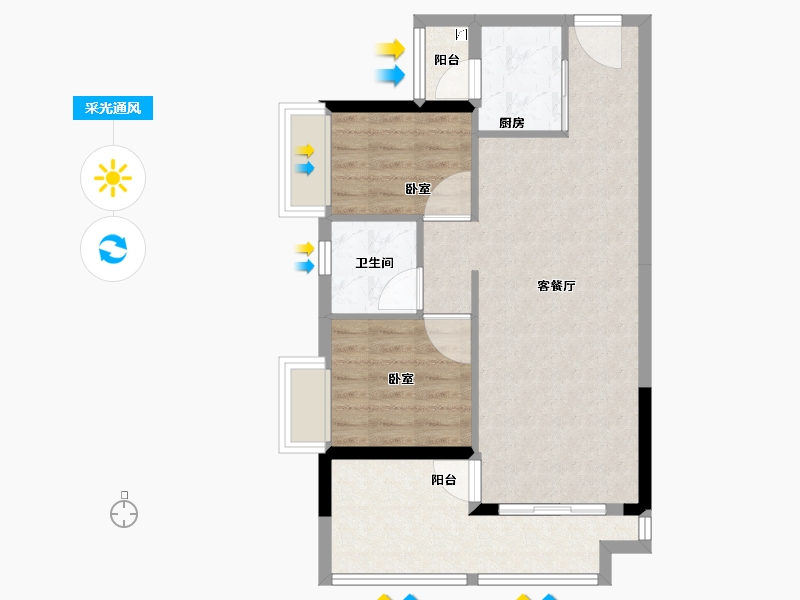 广东省-江门市-敏捷翡翠华府-67.00-户型库-采光通风