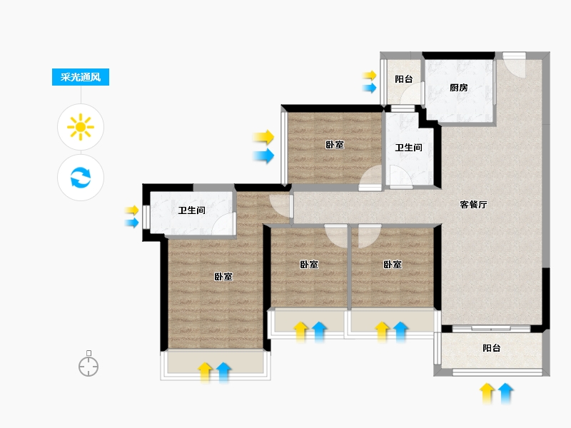 广东省-佛山市-龙光天瀛-91.09-户型库-采光通风