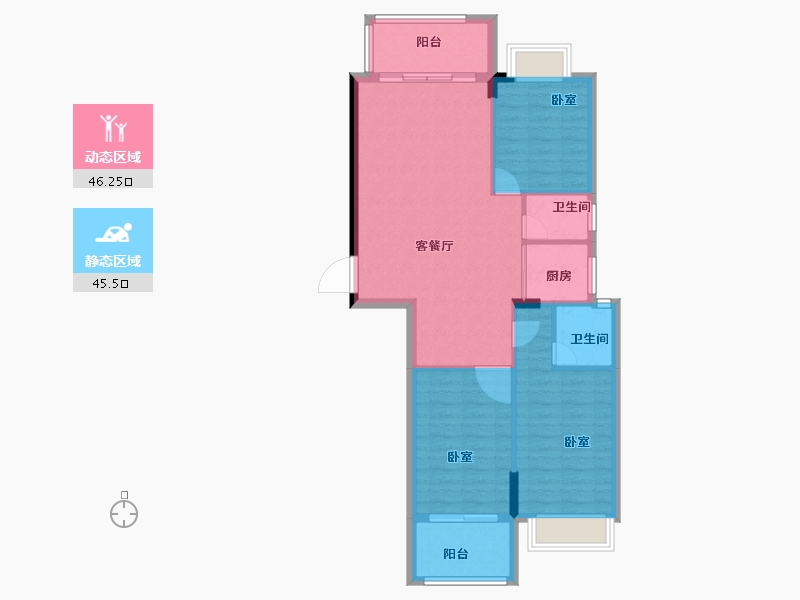 广东省-汕头市-国瑞四季园-83.47-户型库-动静分区