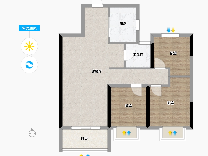 河南省-郑州市-滨河春晓-71.00-户型库-采光通风