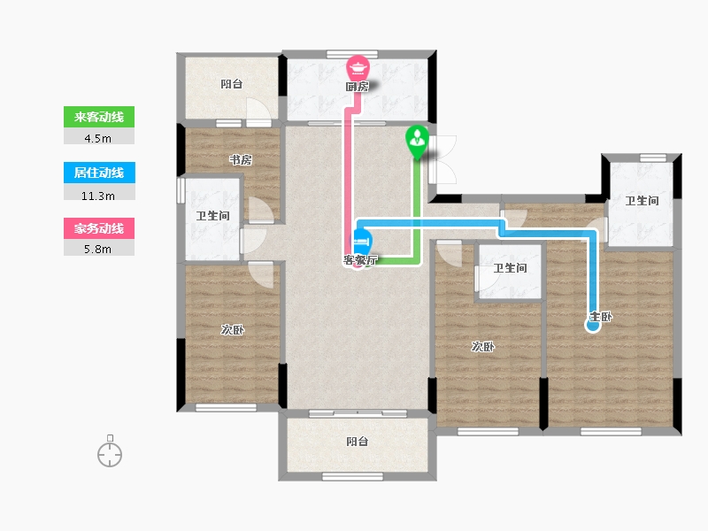 吉林省-长春市-金越逸墅蓝湾-134.01-户型库-动静线