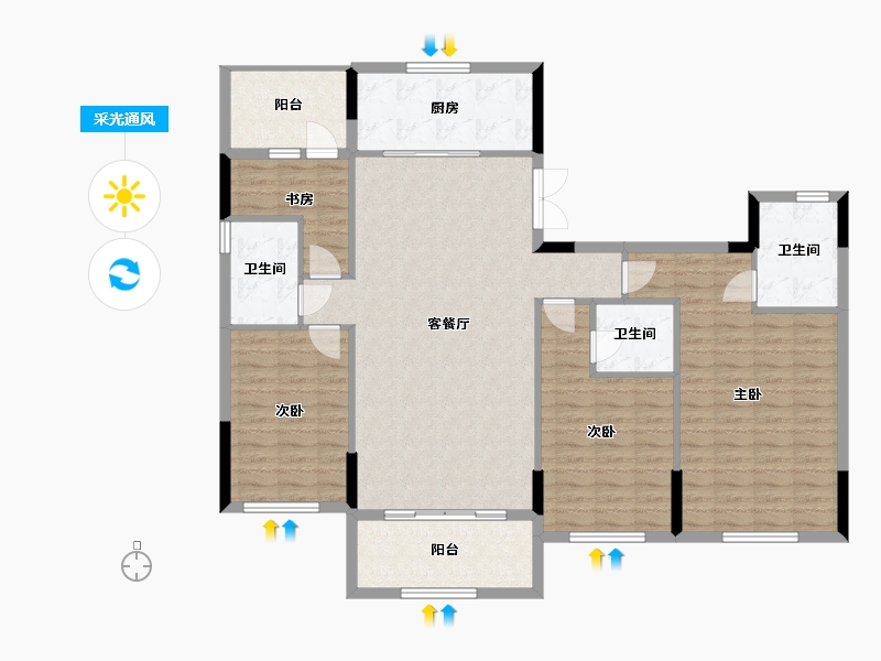 吉林省-长春市-金越逸墅蓝湾-134.01-户型库-采光通风