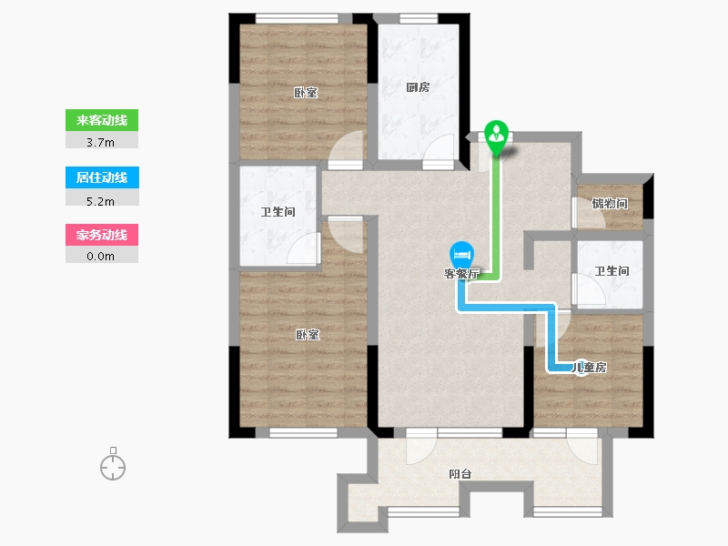 山东省-青岛市-安兴壹號府-90.91-户型库-动静线