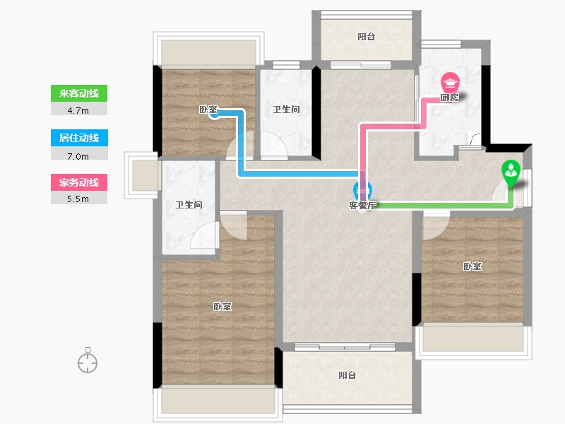 广东省-珠海市-世荣翠湖苑二期-88.83-户型库-动静线