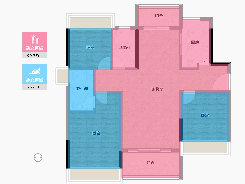 广东省-珠海市-世荣翠湖苑二期-88.83-户型库-动静分区