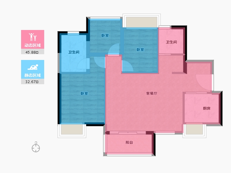 广东省-佛山市-中交诚湾悦府-70.48-户型库-动静分区