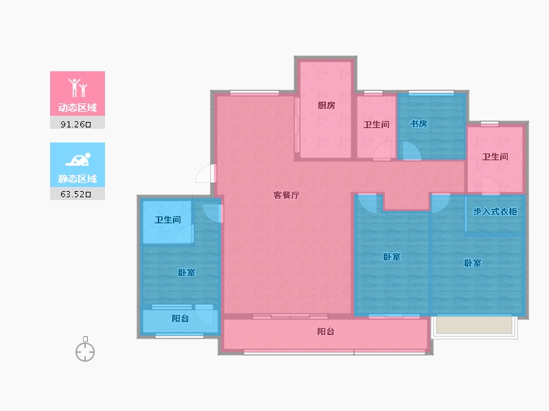 浙江省-宁波市-广源里-140.50-户型库-动静分区