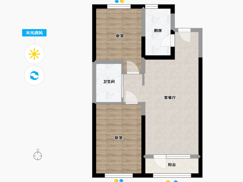 辽宁省-大连市-亿达·云山府-60.80-户型库-采光通风