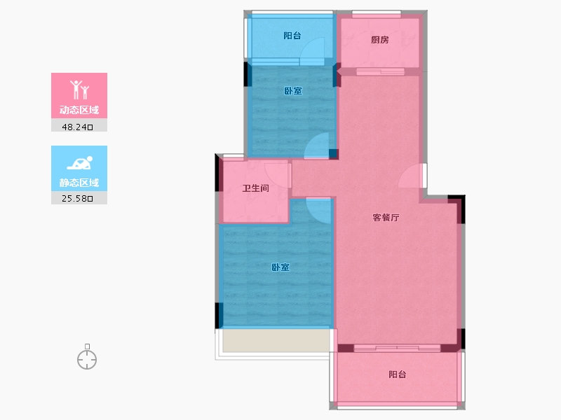 广东省-江门市-东方御璟苑-66.43-户型库-动静分区