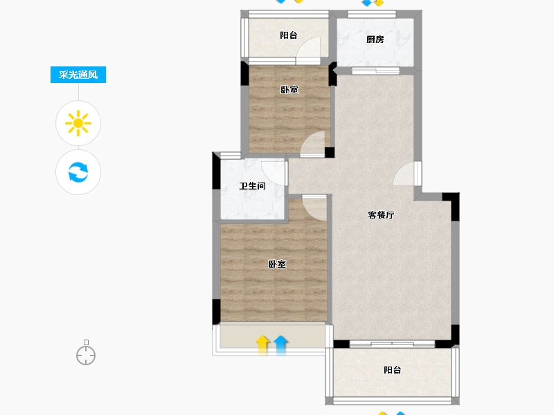 广东省-江门市-东方御璟苑-66.43-户型库-采光通风