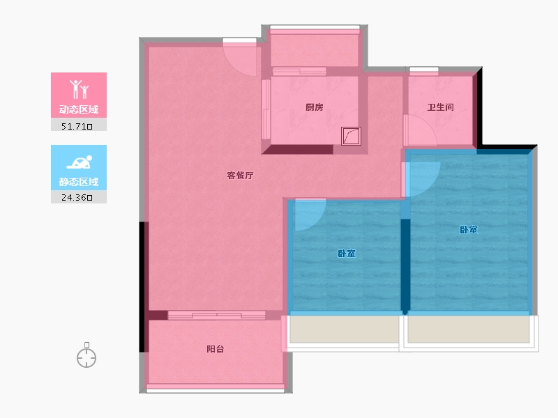 广东省-珠海市-世荣翠湖苑二期-67.00-户型库-动静分区