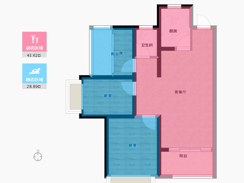 广东省-惠州市-荣盛花语馨苑-64.00-户型库-动静分区