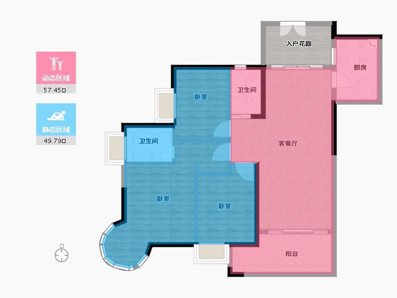 广东省-广州市-粤泰荔湾华府-104.07-户型库-动静分区