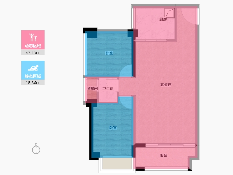 广东省-江门市-奥园外滩-58.35-户型库-动静分区