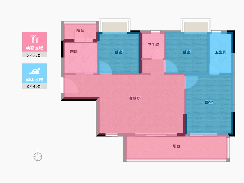 广东省-江门市-敏捷翡翠华府-86.00-户型库-动静分区