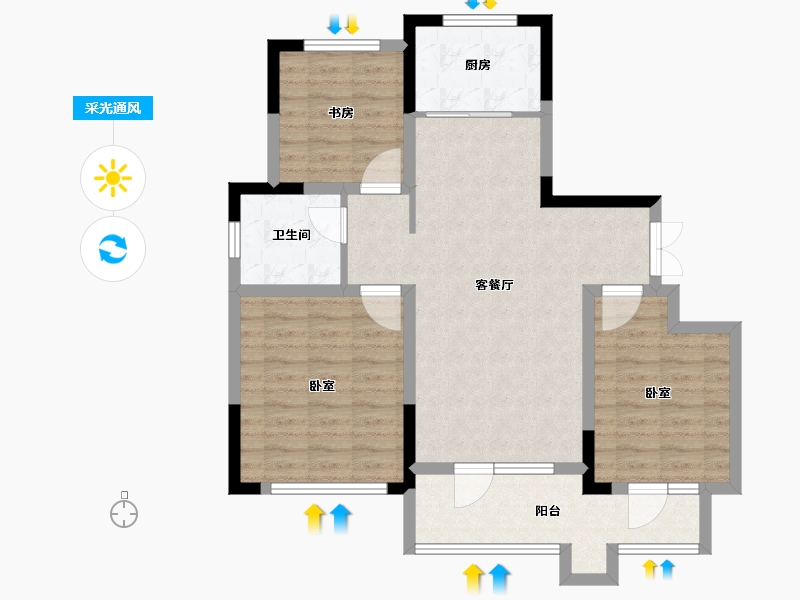 山东省-青岛市-安兴壹號府-85.84-户型库-采光通风