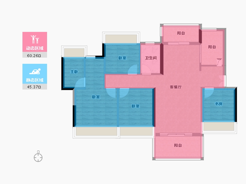 广东省-珠海市-世荣翠湖苑二期-94.43-户型库-动静分区