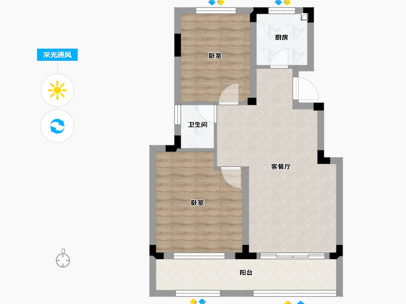 安徽省-宣城市-瑞泰华府-63.74-户型库-采光通风