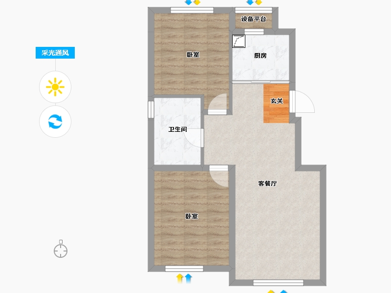 吉林省-长春市-国信南山-63.72-户型库-采光通风