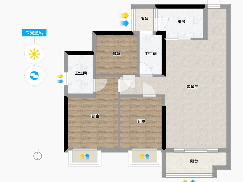 广东省-梅州市-艺展·熙园-73.13-户型库-采光通风