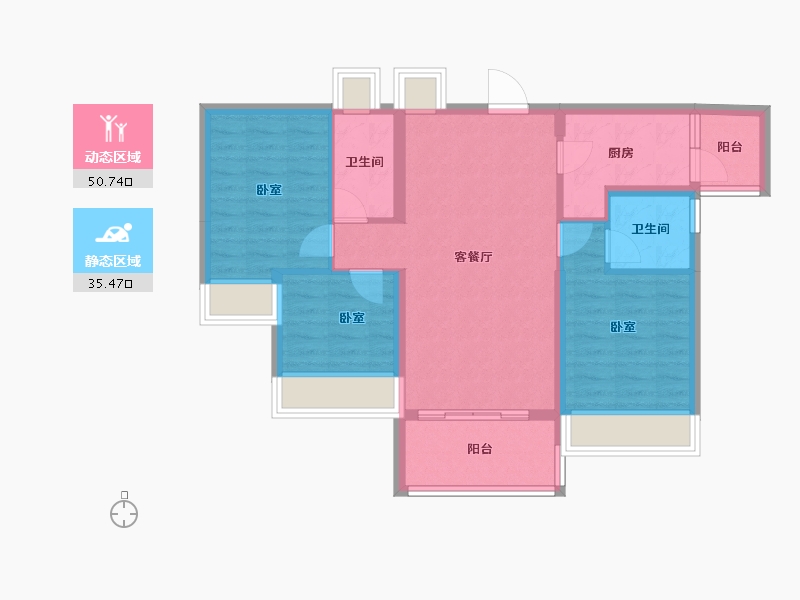 广东省-江门市-恩平碧桂园世纪城-76.76-户型库-动静分区