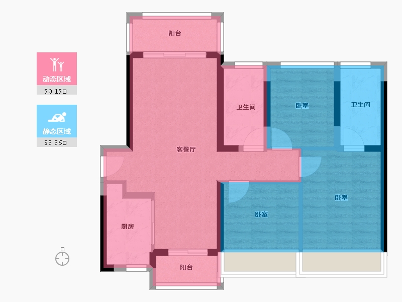 广东省-佛山市-龙光天瀛-75.80-户型库-动静分区