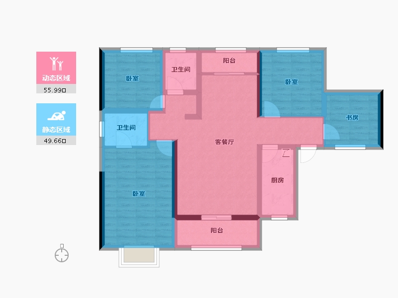 陕西省-西安市-坤元TIME-92.93-户型库-动静分区