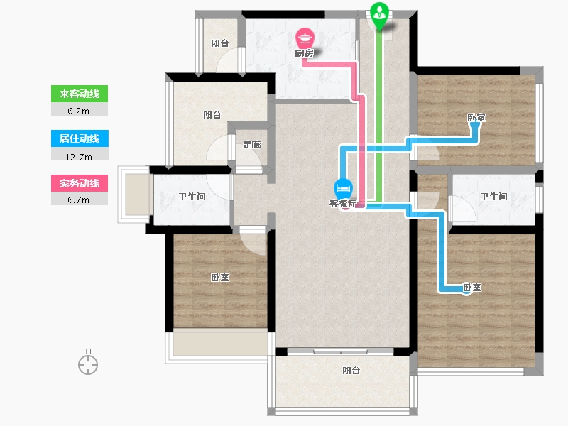 广东省-佛山市-龙光天瀛-102.19-户型库-动静线