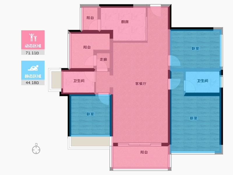 广东省-佛山市-龙光天瀛-102.19-户型库-动静分区