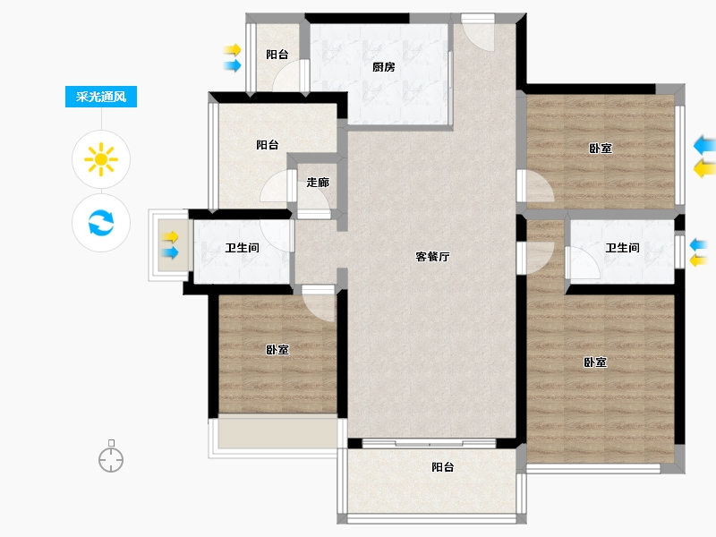 广东省-佛山市-龙光天瀛-102.19-户型库-采光通风