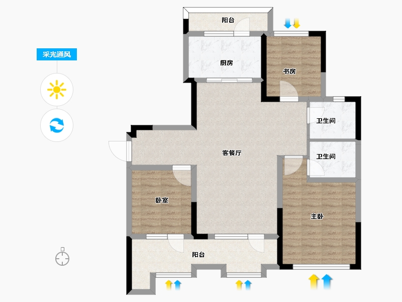 山东省-青岛市-安兴壹號府-100.68-户型库-采光通风