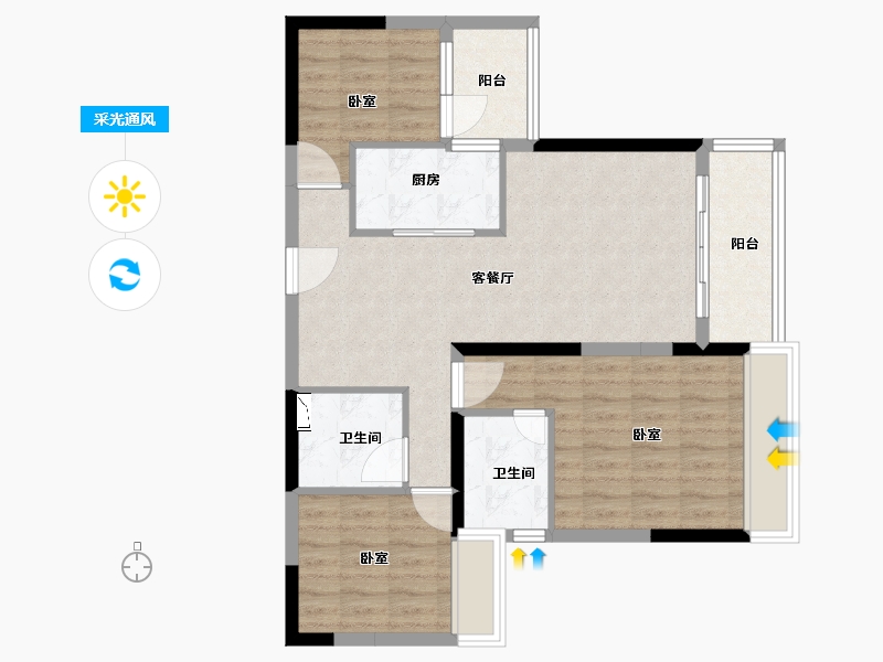 广东省-广州市-广州颐和盛世-82.00-户型库-采光通风