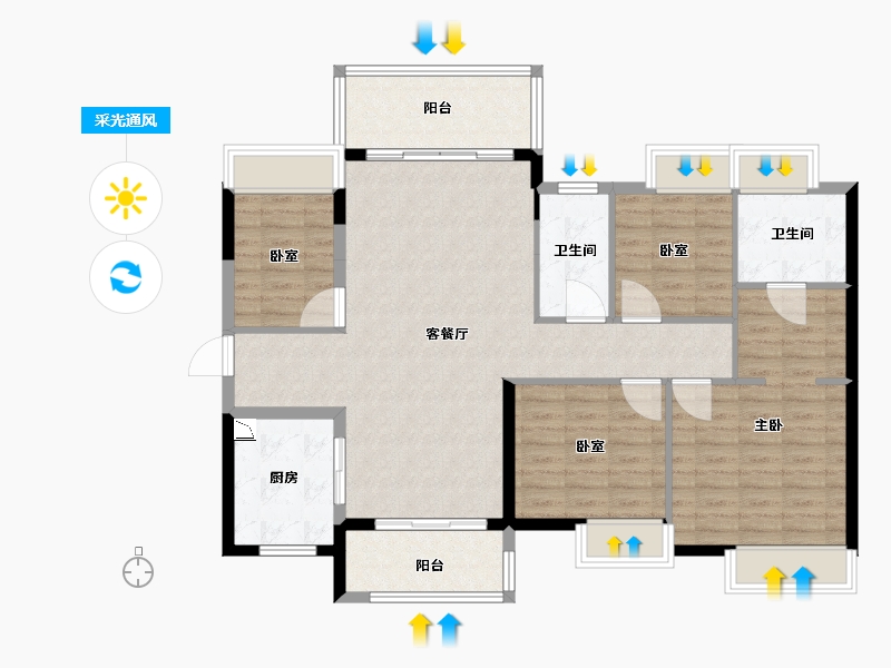 广东省-广州市-时代领峰-112.00-户型库-采光通风