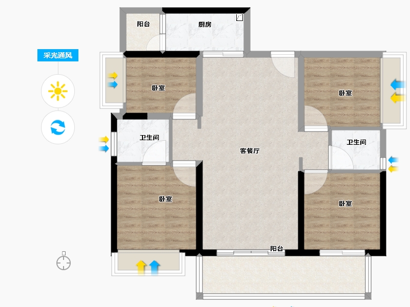 广东省-江门市-敏捷翡翠华府-101.00-户型库-采光通风