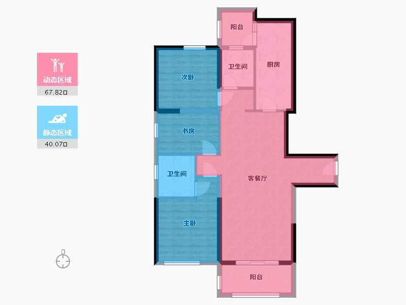 湖南省-长沙市-碧桂园天玺湾-96.64-户型库-动静分区