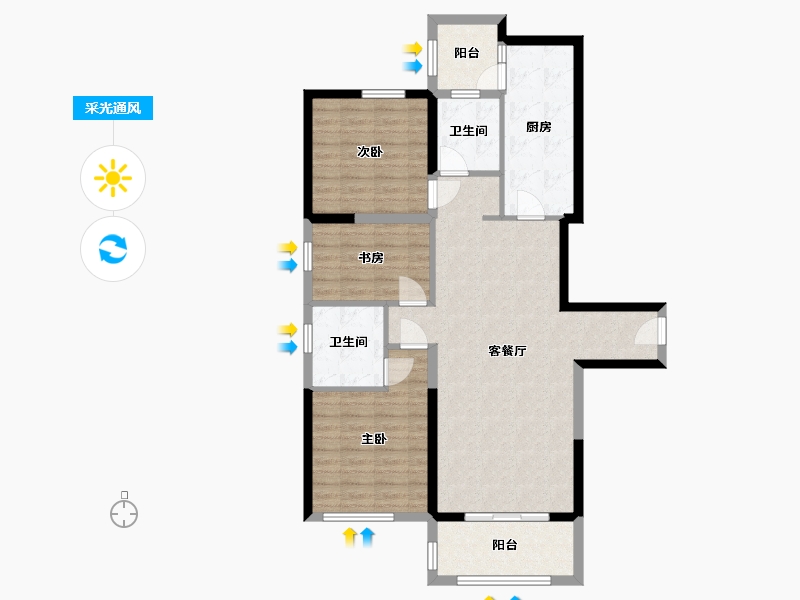 湖南省-长沙市-碧桂园天玺湾-96.64-户型库-采光通风